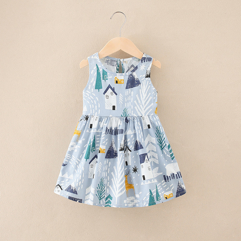 Snowy House Printed Frock